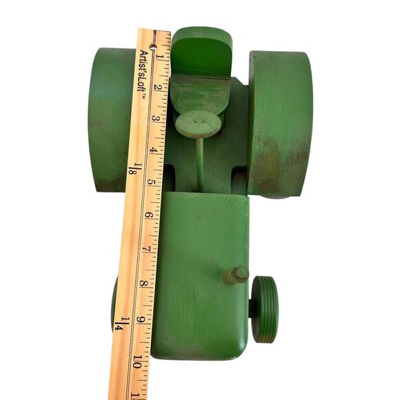Vintage Farm Tractor Handcrafted Wooden Green Toy Art Display by Walter M Rein - Picture 13 of 15